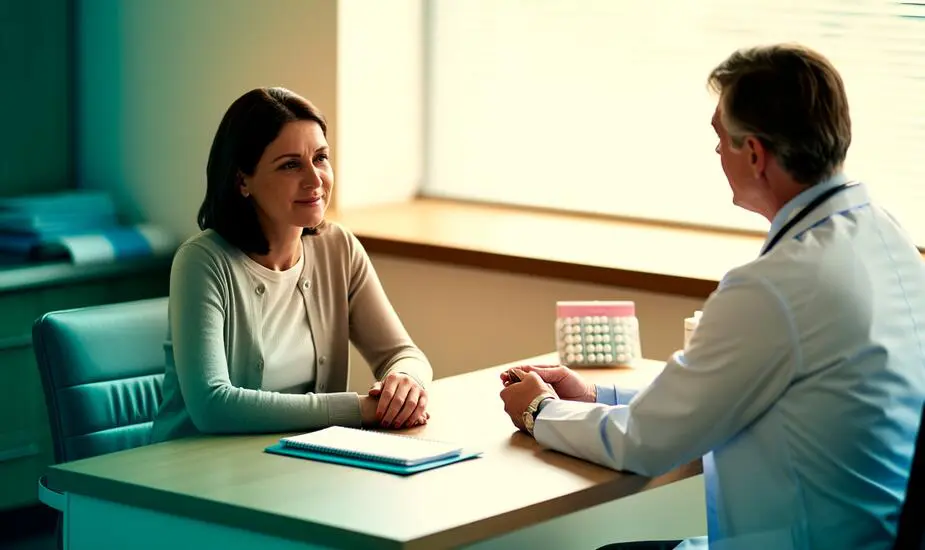 Doctor and patient discussing Mounjaro and antidepressant treatment at a London clinic consultation